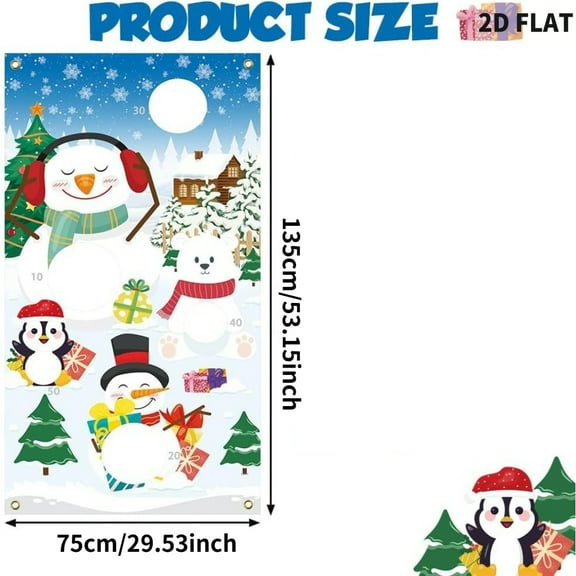 1pc Christmas Party Throwing Games Banner(ONLY BANNER), 75x135cm Snowman Bean Bags Toss Game Outdoor Polyester Flag Banner