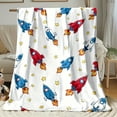 thumbnail image 1 of 1pc Christmas Rockets & Stars HD Print RV Blanket - Lightweight Flannel Throw for Camping, Travel, Car, Couch - Soft Warm Fleece Blanket with Festive Rocket Design, Perfect Holiday Gift, Trav, 1 of 10