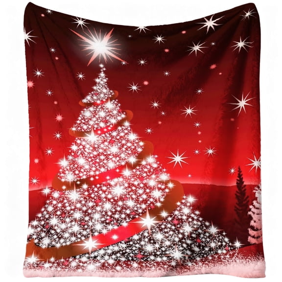 1pc Christmas Tree, Flannel Blanket Soft, Warm, Sparkling Starry Print, Applicable for Couch, Bed, And Living Room, All-Season, Halloween, Christmas