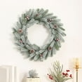 thumbnail image 1 of 1pc, Christmas Wreaths for Front Door, Norfolk Pine Artificial Wreath with Pine Cone & Berries, 40/90T Plastic Christmas Wreath for Front Door, Indoor/Outdoor Holiday Decor, DIY Home Decoration, 1 of 6