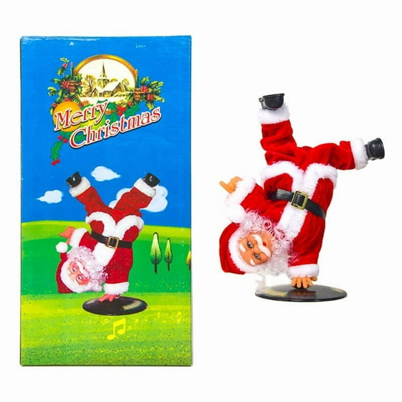 (1pc) Christmas electric handstand hip-hop Santa Claus with music children's toy decoration