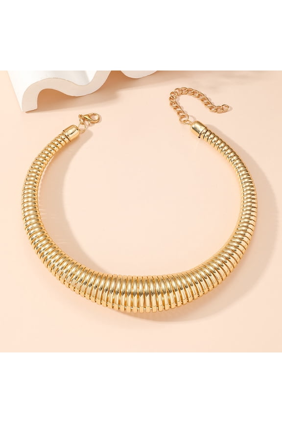 1pc Chunky Alloy Snake Chain Choker Necklaces for Women Golden 17.32 inch(44cm)