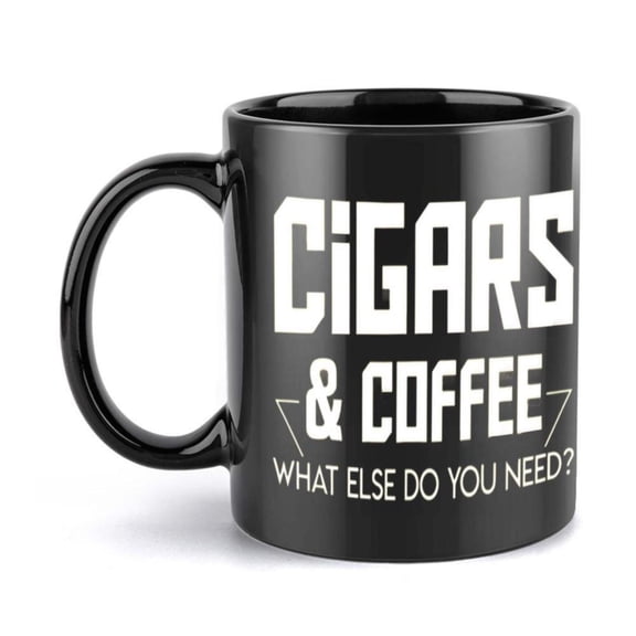 1pc Cigars Coffee Humorous Ceramic Mug 11oz 360ml Black with Bold White Text Cartoon Coffee Cup Hot Cold Beverages Birthday Holiday Idea Coffee Lovers Coffee Lover Gifts