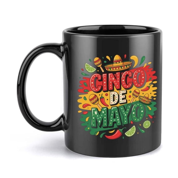 1pc Cinco de Mayo 11oz Ceramic Coffee Mug Vibrant Sombrero Maracas Festive Designs Hot Cold Drinks Ideal Christmas New Year Coffee Bar Accessories