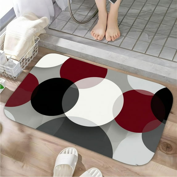 1pc Circular Composition Absorbent Non-Slip Bathroom Thickened Flannel Rug Decor,Soft,Quick Drying,Suitable For Indoor/outdoor Use,Bathrooms,Bedrooms,Kitchens,Terrace,Laundry Rooms,16"x24"