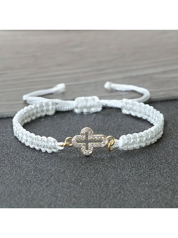 1pc Classic Bohemian Hand-Woven Cross Pendant Long Watch Strap, Adjustable Jewelry Gift for Couples & Friends