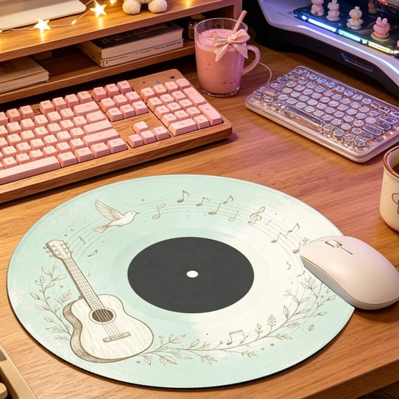 1pc Classic Green Vinyl Record Texture Mouse Pad|Office Home Gaming|2D Printed Mouse Mat Thanksgiving & Christmas Gifts