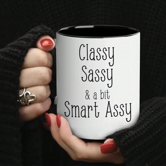 1pc Classy Sassy Humorous Ceramic Coffee Mug Classy Sassy A Bit Assy Witty Design Insulated Reusable Hot Cold Drinks Ideal Birthday Holiday