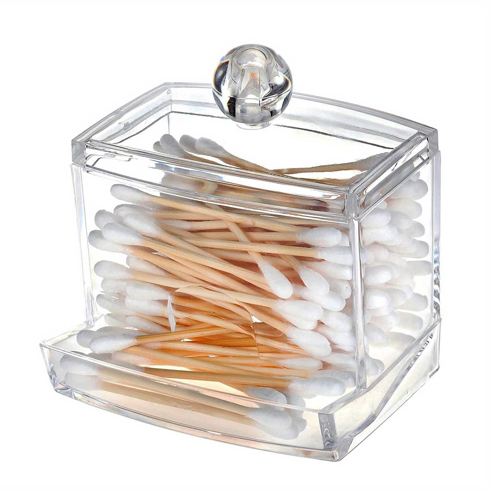 1pc Clear Acrylic Qtip Storage Jar, Swabs Storage Holder, Transparent