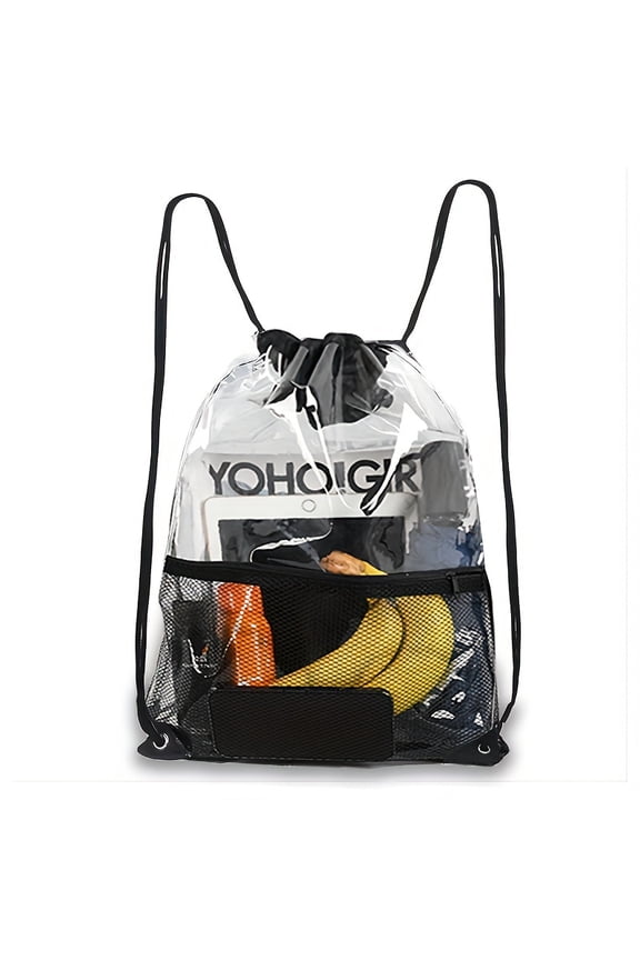 1pc Clear Drawstring Bags PVC Portable Waterproof Backpack Travel Gym Sport Beach String Bag For Men