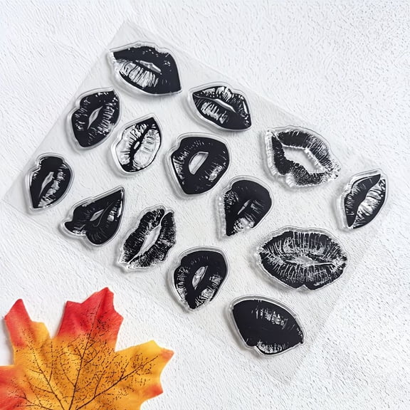 1pc Clear Lips Stamp for Card Making & Scrapbooking - Reusable Kissing Lips Rubber Stamp for Valentine's Day Decoration