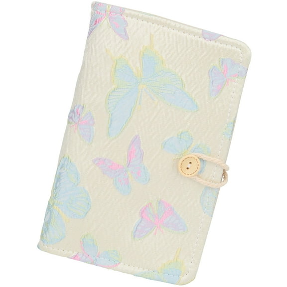 1pc Cloth 6-Ring Loose Leaf Zipper Book Covers Binder Cover Rectangle with Butterfly Floral White 200x130x28mm