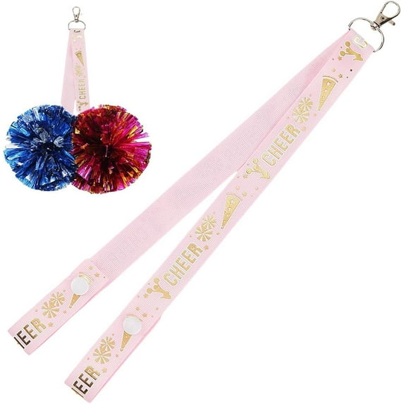1pc Cloth Pom Pom Holder for Backpack Cheer Cheer Strap with Cheerleader Tags Pearl Pink 370mm