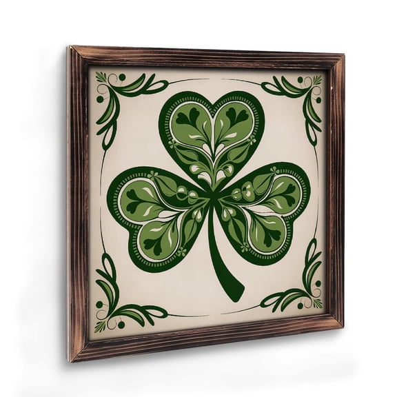 1pc, Clover Heart-Shaped Wooden Frame Logo St. Patrick's Day Decoration Logo St. Patrick's Day Gift St. Patrick's Day Lucky Desktop Decoration Inspirational Art Gift for Your Loved Ones Wall Sc