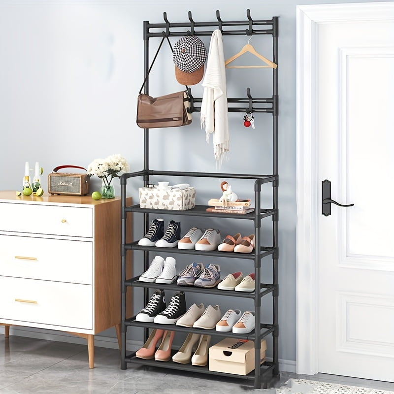 1pc Coat Rack Shoe Rack For Entryway Shoe Organizer For Entryway Bench Hall Tree With Hooks For Bedroom Rack Coat Combo Hallway Shelf For Storage Shoes Clothes Coat Hat Bag Umbrella
