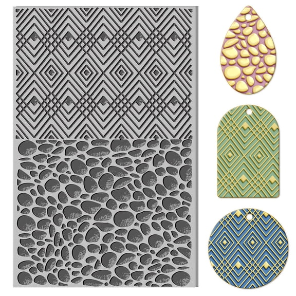 1pc Cobblestone Clay Texture Mat Stone Wall and Plaid Pattern Clay Modeling Pattern Pad Texture Sheets for Polymer Clay Making Earrings Jewelry 4x2.6inch 1pc