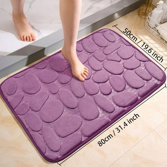 1pc Cobblestone Pattern Bath Rug, Soft Non-Slip Quick Dry Bath Mat, Water Absorbent Shower Carpet For Home Bathroom, Bathroom Accessories ,Bathroom Decor , Bathroom decorations