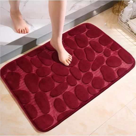 1pc Cobblestone Pattern Bath Rug, Soft Non-Slip Quick Dry Bath Mat, Water Absorbent Shower Carpet For Home Bathroom, Bathroom Accessories ,Bathroom Decor , Bathroom decorations