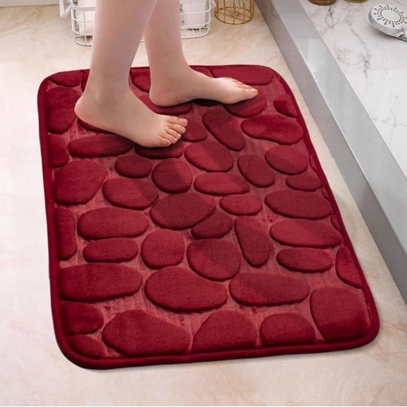 1pc Cobblestone Pattern Bath Rug, Soft Non-Slip Quick Dry Bath Mat, Water Absorbent Shower Carpet For Home Bathroom, Bathroom Accessories ,Bathroom Decor , Bathroom decorations