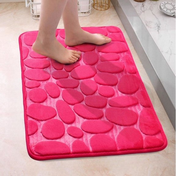 1pc Cobblestone Pattern Bath Rug, Soft Non-Slip Quick Dry Bath Mat, Water Absorbent Shower Carpet For Home Bathroom, Bathroom Accessories ,Bathroom Decor , Bathroom decorations