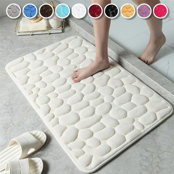 1pc Cobblestone Pattern Bath Rug, Soft Non-Slip Quick Dry Bath Mat, Water Absorbent Shower Carpet For home, Bathroom Accessories, Bathroom Decor, Bathroom decorations, kitchen Area Rugs, Laundry