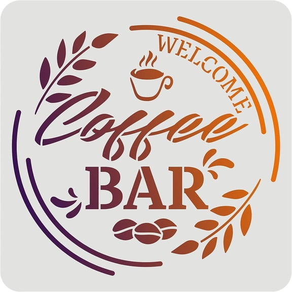 1pc Coffee Bar Stencil 30x30cm Reusable Coffee Quote Stencils Plastic Coffee Stencils for Signs Cafe Stencils for Painting on Furniture Wall Fabric Paper