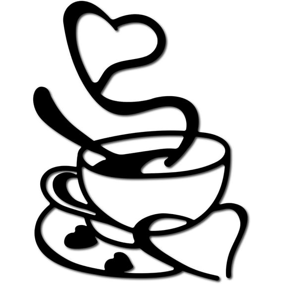 1pc Coffee Cup Wooden Wall Art Decor Wood Sign Laser Cut Basswood Silhouette Decorative Hanging Sculpture for Cafe Restaurants Kitchen Home Wall Door Farmhouse Gifts Black 11.81x9.06Inch
