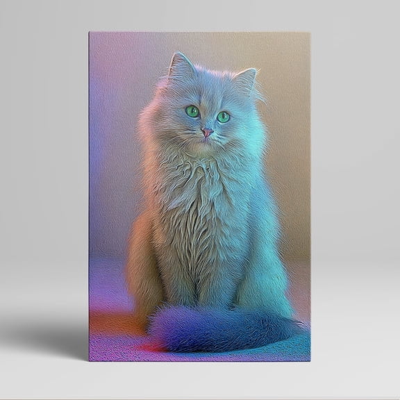 1pc Color - infused Fluffy Cat Canvas Wall Art, framed Decor room hanging Wall Picture Decor for Home Gifts, living room, bathroom, bedroom, kitchen wall art decor canvas wall art