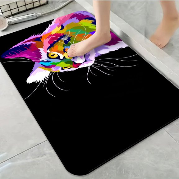 1pc Colorful Cat Bathroom Rug Bathroom Decor and Accessories- Durable,Anti Slip,And Quick Drying,Suitable For Indoor/outdoor Use - Perfect For Bathrooms,Bedrooms,Kitchens