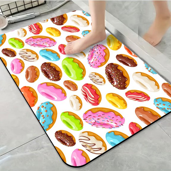 1pc Colorful Donut Pattern Bathroom Rug Bathroom Decor and Accessories- Durable,Anti Slip,And Quick Drying,Suitable For Indoor/outdoor Use - Perfect For Bathrooms,Bedrooms,Kitchens