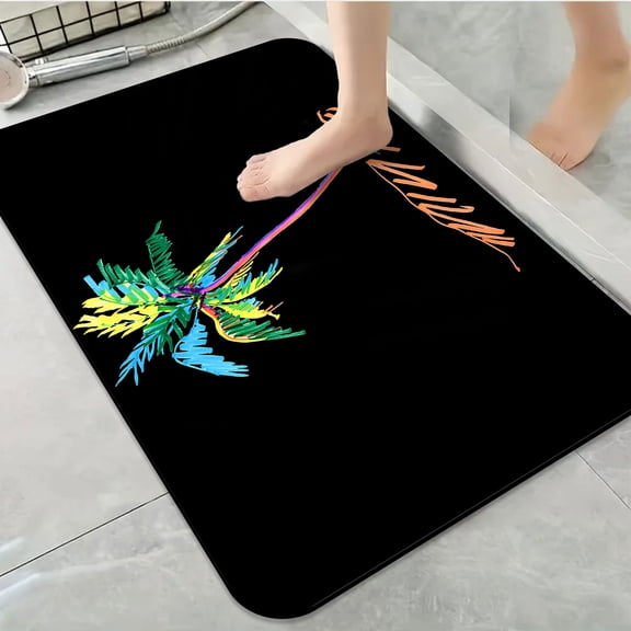 1pc Colorful Palm Silhouette Bathroom Rug Bathroom Decor and Accessories- Durable,Anti Slip,And Quick Drying,Suitable For Indoor/outdoor Use - Perfect For Bathrooms,Bedrooms,Kitchens