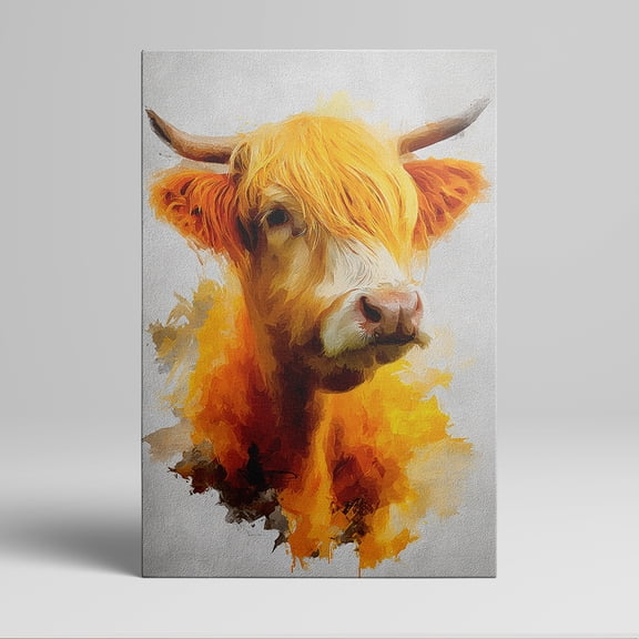 1pc Colorful and Playful Cow - Themed Canvas Wall Art with Splatter Background, Framed Decor room hanging Wall Picture Decor for Home Gifts, living room, bathroom, bedroom, kitchen wall art decor