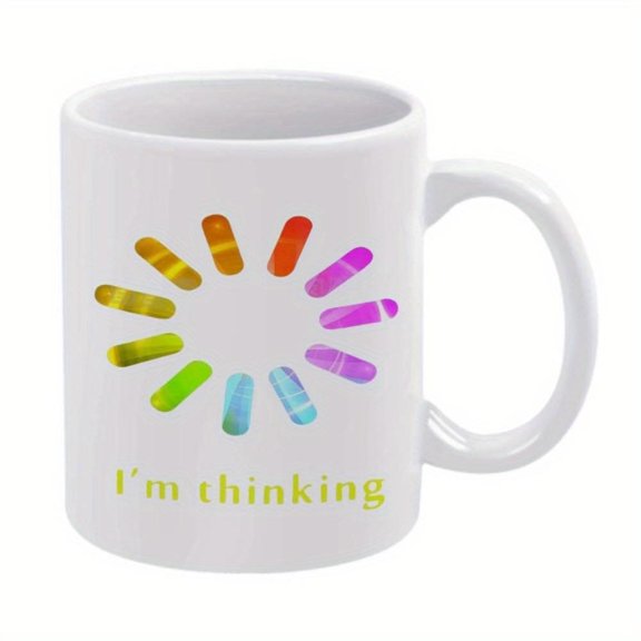 1pc Colorful Spinner Design 11oz Ceramic Mug I m Thinking Funny Coffee Cup Hand Wash Only Ideal Birthdays Holidays Office Family and Parties Coffee Bar Accessories