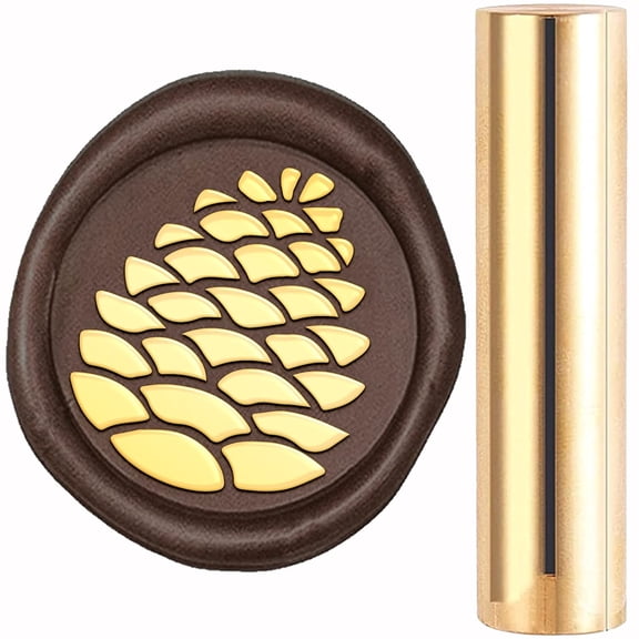 1pc Column Brass Wax Seal Stamp for DIY Scrapbooking Envelope Card Decoration Golden Conifer Cone Pattern 12mm