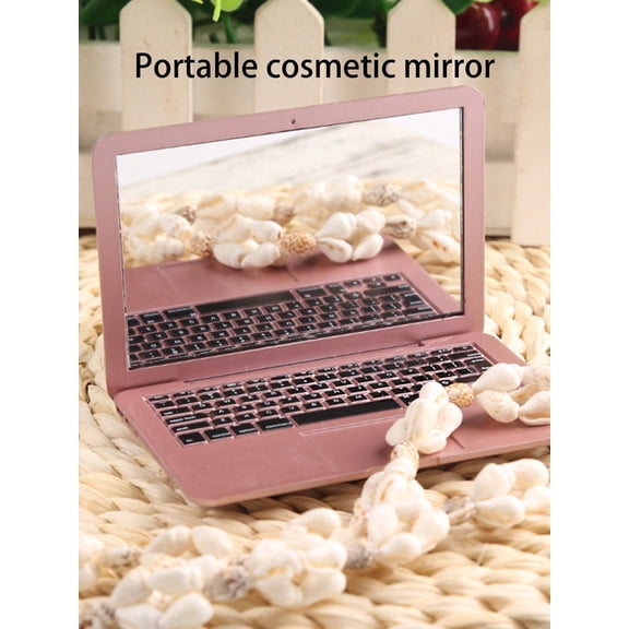 1pc Compact Foldable Makeup Mirror, Pocket-Sized (Similar To Laptop Design) pink