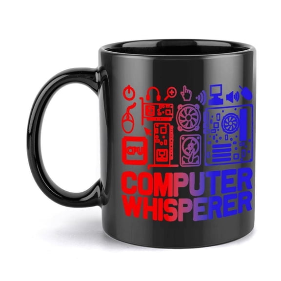 1pc Computer Themed Coffee Mug with Computer Whisperer Design 11oz Ceramic Cup Tech Lovers with Colorful Icons Women Men Ideal Office Home or Cafe Use