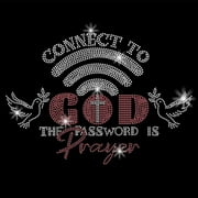 1pc Connect to God Rhinestone Iron on Transfer Applique DIY Transfer Decal Christianity Bible Glitter Rhinestone Pattern Decoration for T-Shirt Bag Pillows Jackets 29.7x21CM Colorful
