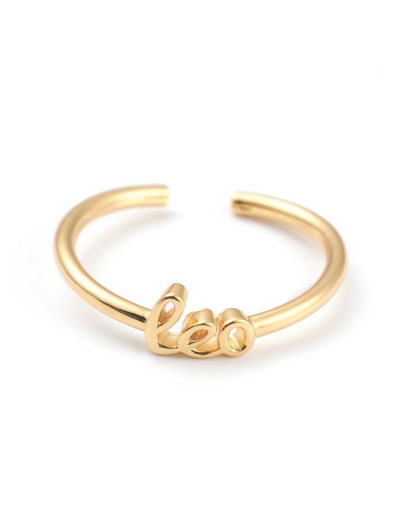 1pc Constellation/Zodiac Sign Brass Cuff Rings Open Rings Real 18K Golden Plated Leo word: 7x5mm Size 7 1/4(17.5mm)