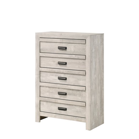 1pc Contemporary Chest Five Storage Drawers Rustic Beige Gray Finish Bedroom Wooden Furn