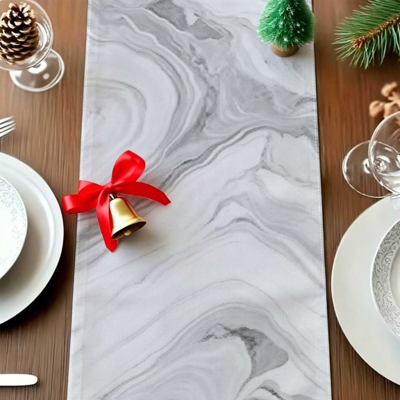 1pc Contemporary Marble Grain 2D Printed Table Runner, Wedding Home Party Decor, Premium Hostess Holiday Gift Thanksgiving Christmas