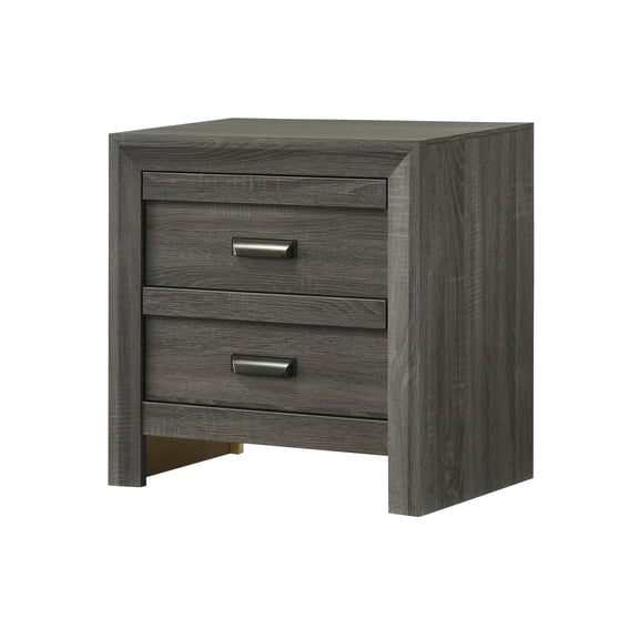 1pc Contemporary Nightstand End Table with Two Storage Drawers Rustic Gray Finish Bedroo