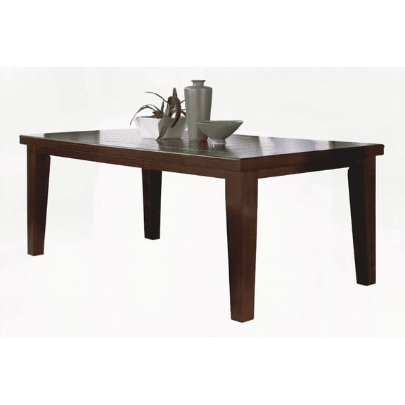 1pc Contemporary Rectangular Dining Table with 18" Leaf & Tapered Block Feet, Brown Wood Finish for Small Spaces & Family Meals | Walmart US