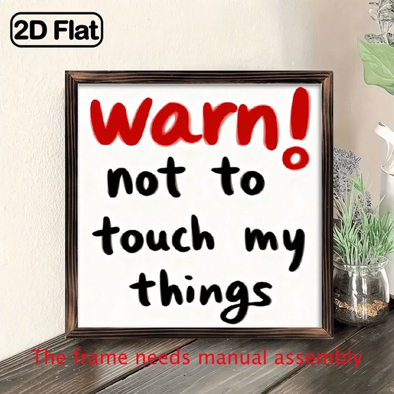 1pc Contemporary Style Manufactured Wood Sign WARN! Not to Touch My Things, Multipurpose 8x8 Inch Wall Hanging Decor for Home, Living Room, Entryway, No Power Needed, Ideal for Christmas, Easter, Va
