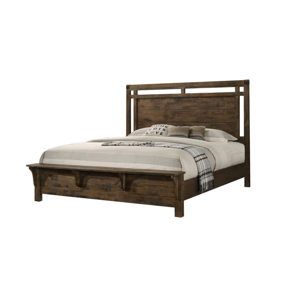 1pc Contemporary Style Rustic Finish King Size 1pc Panel Bed Wooden Home Bedroom Furniture