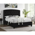 thumbnail image 1 of Queen Size Wooden Platform Bed Frame with Upholstered Headboard, Black Finish for Bedroom, 1 of 5