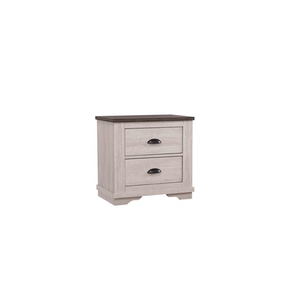 1pc Contemporary Two-Drawers Nightstand Bed Side Cabinet Wooden Furniture Rustic Chalk G