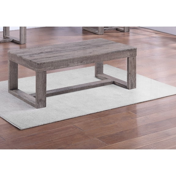 1pc Contemporary Wooden Coffee Table for Living Room with Rustic Brown Gray Tan Finish and Rectangular Top