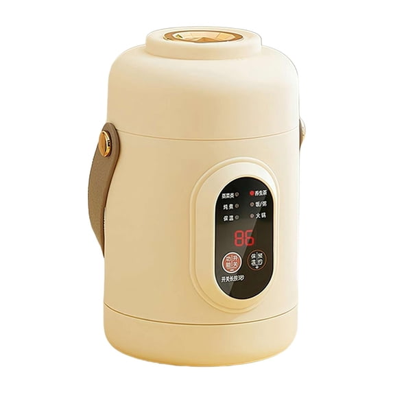 1pc Cooking Pot,Small Slow Cooker with 12-Hour Reservation,500W Portable Mini Electric Cooker with Ceramic Glaze Inner and Steamer for Porridge,Rice,Soup and Steaming(Beige US Standard)