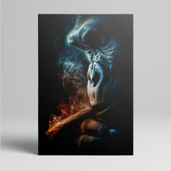 1pc Cool Gorilla Smoking Cigar Framed Decor room hanging Wall Picture Decor for Home Gifts, living room, bathroom, bedroom, kitchen wall art decor canvas wall art