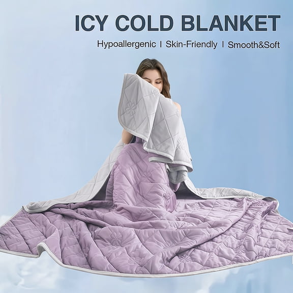 1pc Cooling Blanket for Hot Sleepers - Breathable Bamboo Summer Throw, Heat-Absorbent & Silky Soft, Large Size for Ultimate Warm Weather Relief